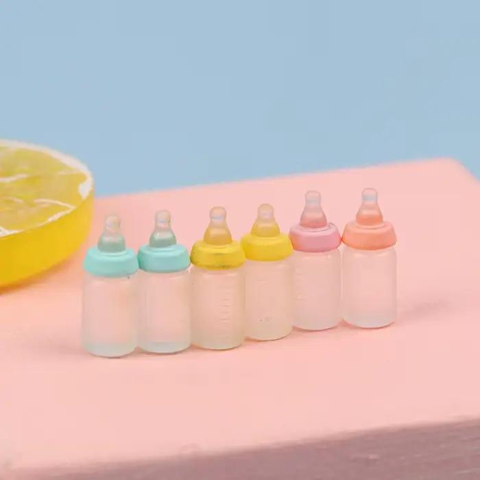 Bouteille de lait miniature pour maison de poupée 1:12, 6 pièces, modèle de biberon, accessoires de