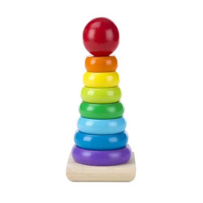 Empileur arc-en-ciel, anneau en bois, jouet éducatif, tour pour enfants, blocs empilables, jeu de co