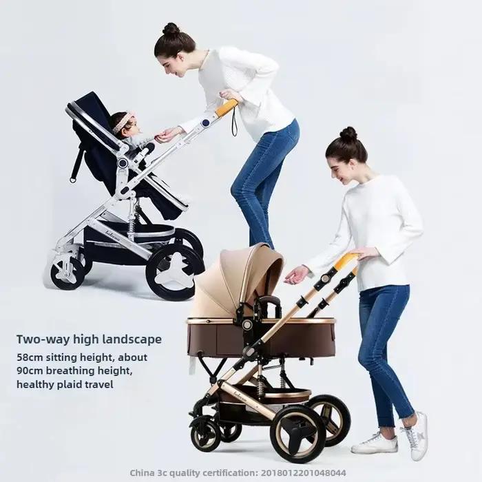 Poussette de luxe 3-en-1 Horizon avec siège auto réversible, système de voyage amortissant les chocs