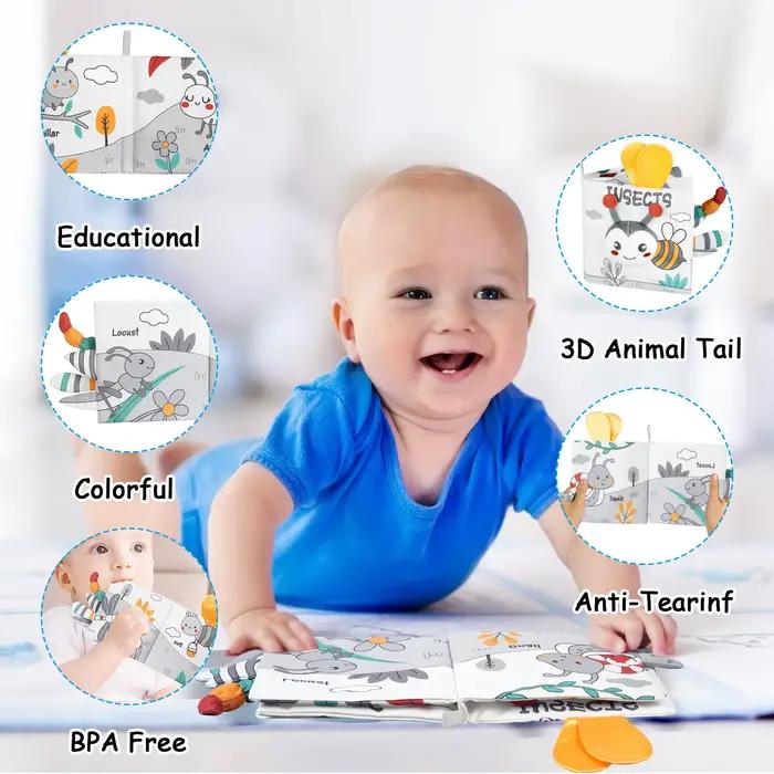 Livres doux pour bébés, jouets 3D au toucher et au toucher, livres en tissu froissé, pour bébés, enf