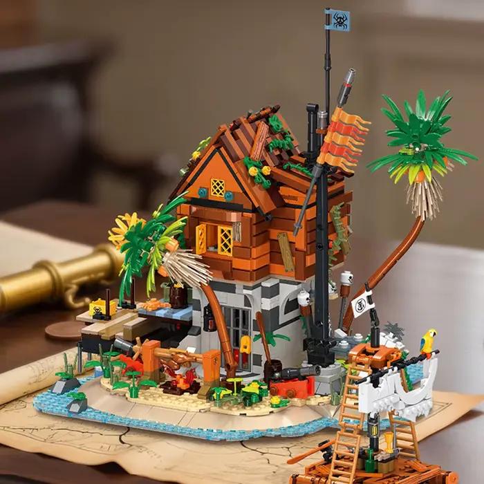 Scènes de films créatives, pirates des Caraïbes, modèles de construction de baies rocheuses, ensembl