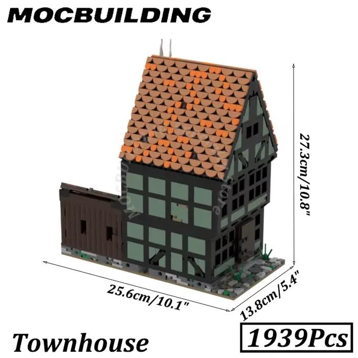 Maison de ville avec bâtiments médiévaux intérieurs, blocs de construction MOC, briques d'assemblage