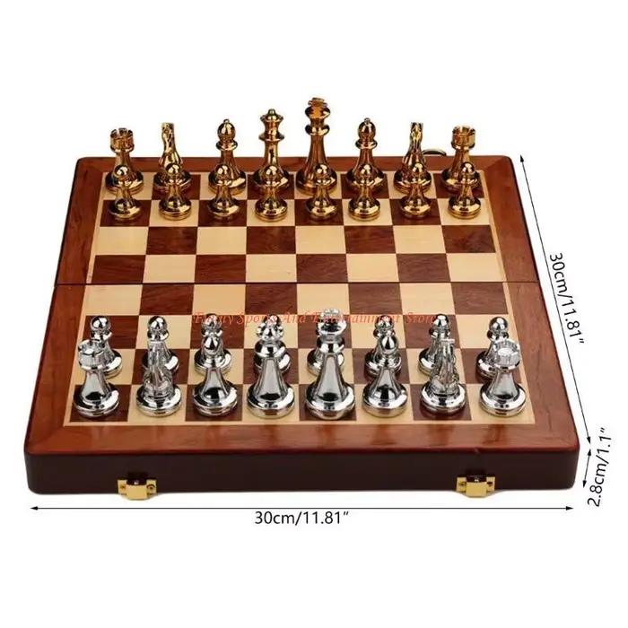 C4DE jeu d'échecs artisanal, jeu société, jeu d'échecs en bois pliable délicat