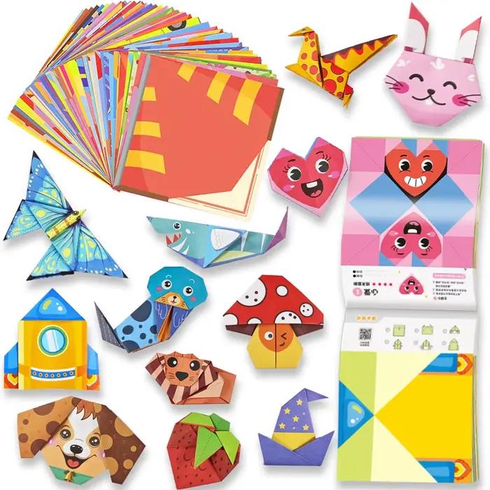 Kit Origami pour enfants 60 projets livre double face 4 niveaux papiers d'entraînement instructionnels arc-en-ciel animaux nature activités créatives occasions spéciales