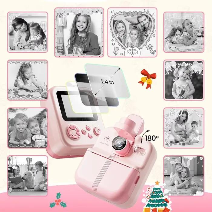 Caméra pour enfants Impression instantanée Connexion Bluetooth Photo 1080P HD