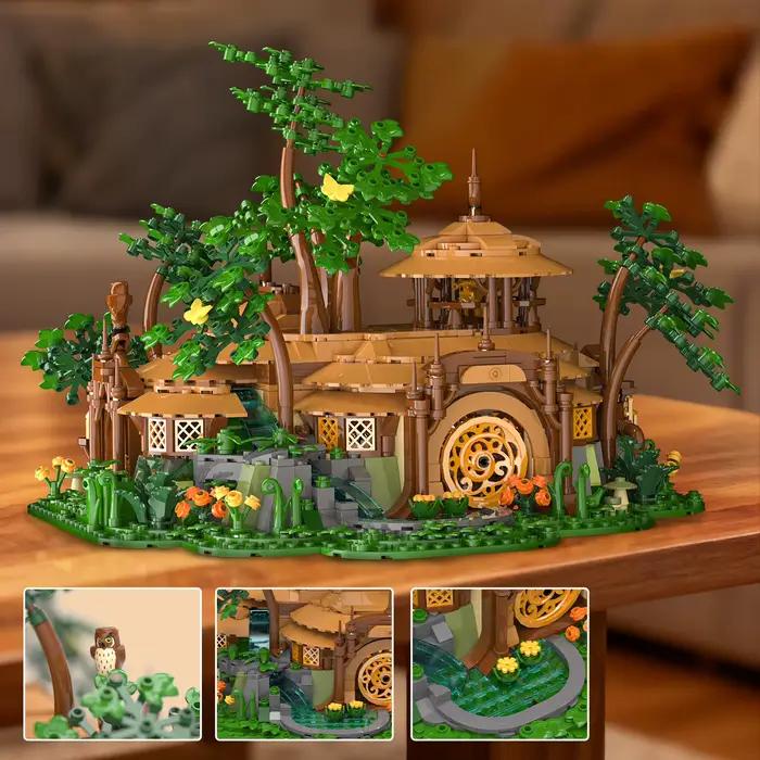 Idea City Street View Forest House Building Block Jungle Shelter Construction Bricks Toys With Light Collection For Gifts