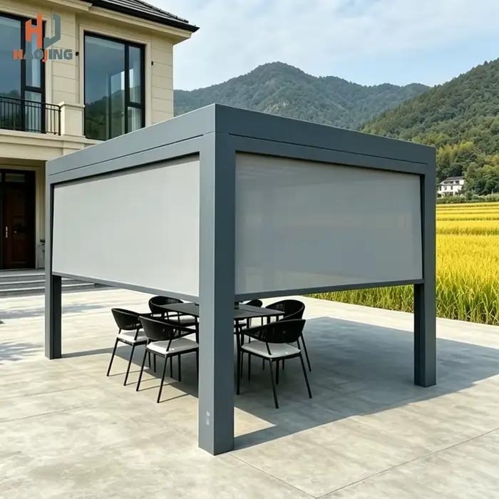 Pergola extérieure de jardin, véranda imperméable en aluminium, pergola 4x3 3x6, toit bioclimatique électrique, pergola à lames métalliques personnalisée