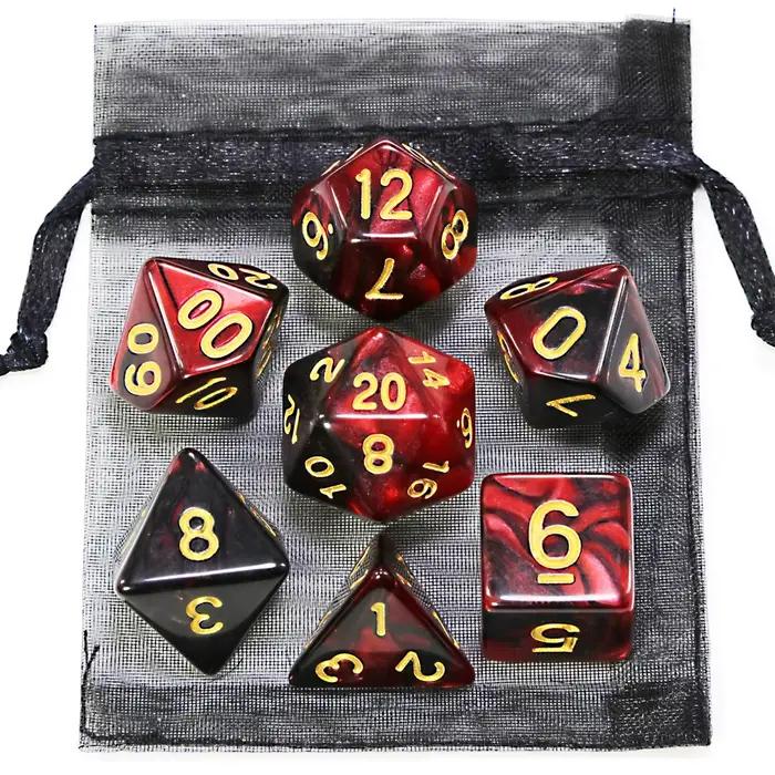 Dés de jeu DND, dés à mélanger de couleurs variées, ensemble de dés avec sac, 9 styles différents disponibles pour les jeux RPG TRPG portables