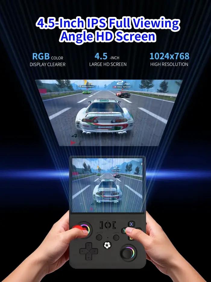Console de jeu R36MAX2 64 Go 128 Go 18000+ JEUX Système Linux Lecteur vidéo de poche 4,5 pouces Pas de téléchargement requis