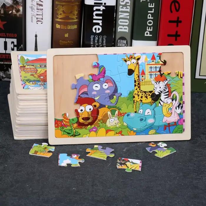 Nouveau 24 pièces Puzzles en bois enfants dessin animé Animal