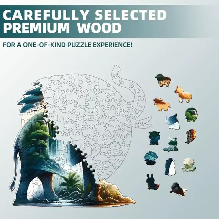 Puzzle en bois en forme d'éléphant pour adultes