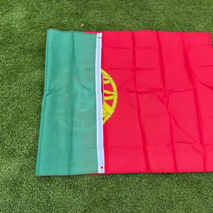 Drapeau du Portugal 150x90cm 3x5 FT avec armoiries en polyester, double couture, décoration intérieure et extérieure