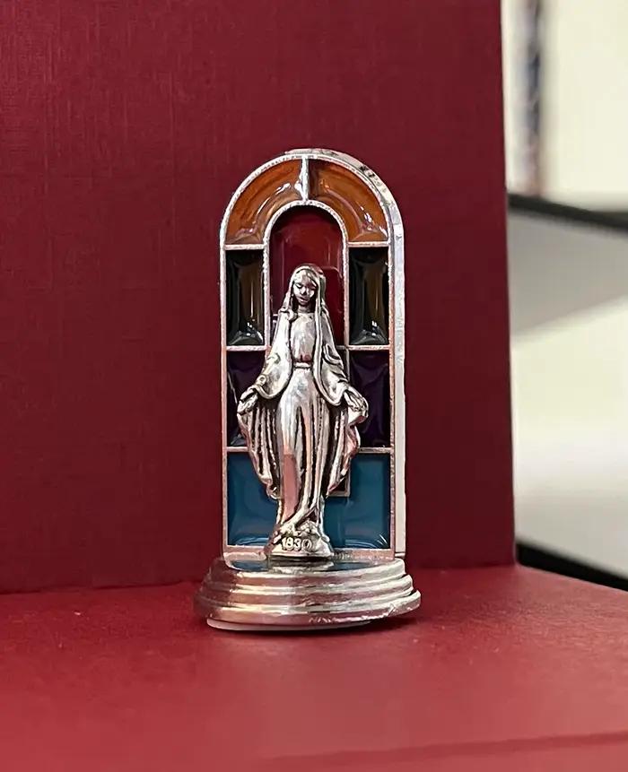 Statue de Notre-Dame de Grâce avec Base de Pâte, Mini Figurine de Collection Auckland, Vitrail d'Église, Arrière-Plan, Décor d'Autel de Prière à la Maison