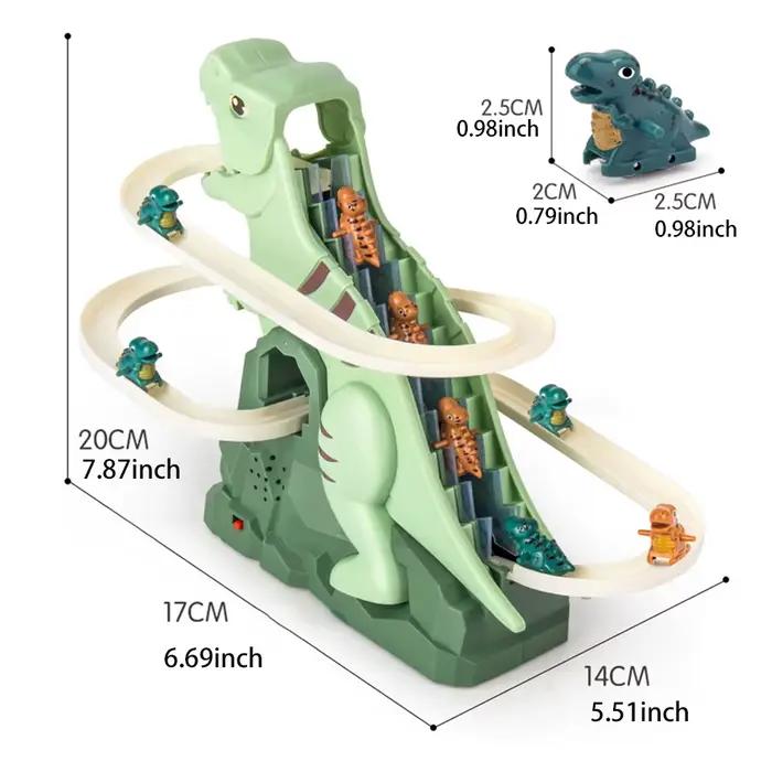 Jouet musical coulissant d'escalade dinosaure avec 3 dinosaures