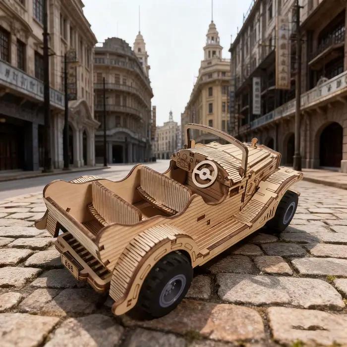 Modèle de voiture Vintage Convertible en bois