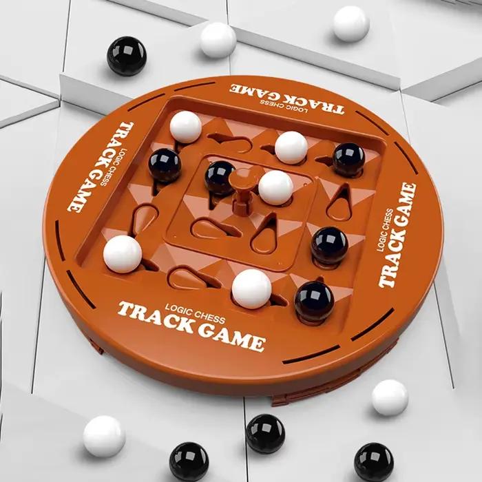 Jeu d'échecs rotatif à quatre rangées, plastique marron chocolat créatif, accessoire de jeu de société interactif et amusant pour la famille
