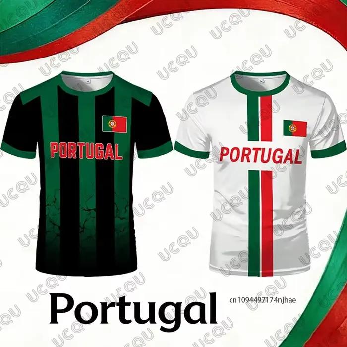 Maillot de football imprimé drapeau du Portugal été 2026 pour hommes et femmes, t-shirt de sport d'extérieur à manches courtes, décontracté pour enfants/adultes