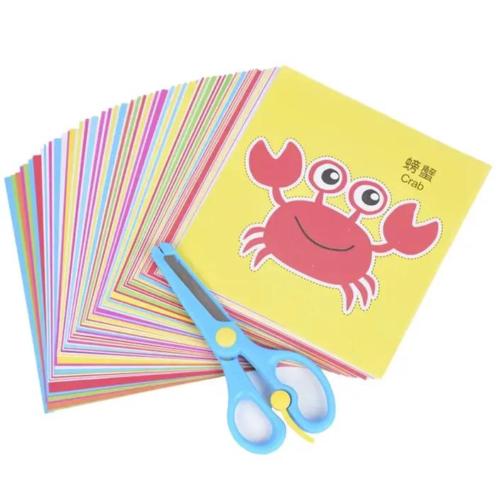 96 pièces enfants dessin animé bricolage coloré papier coupe pliant jouets