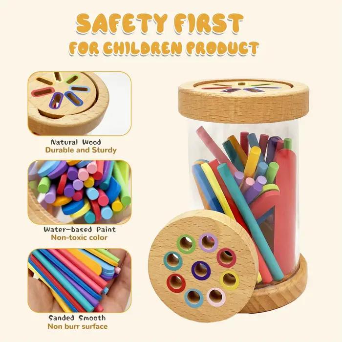 Jouets Montessori de tri de couleurs en bois, jouet éducatif pour l'éveil, développement de la motricité fine et sensorielle, jeux d'association, jouets d'éveil sensoriel