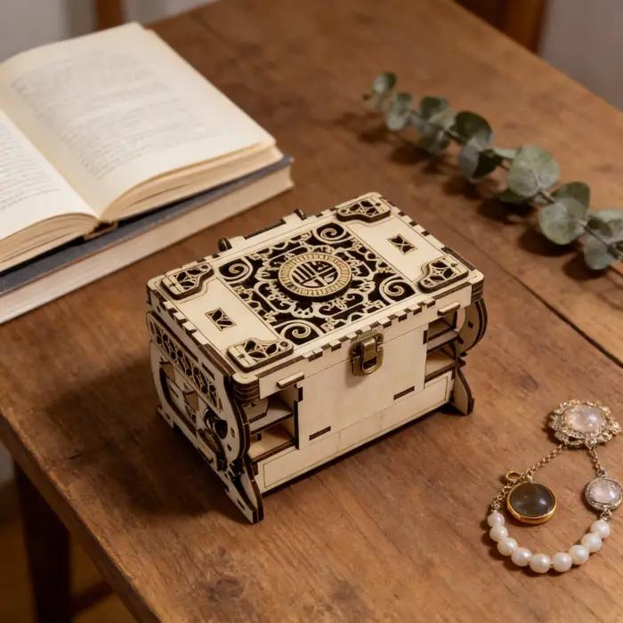 1 boîte à bijoux puzzle 3D en bois