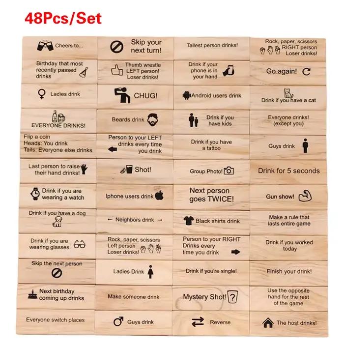 Jeu de tour de déclenchement en bois 48 pièces