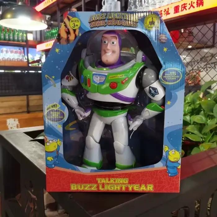 Figurine parlante et lumineuse Buzz Lightyear de Toy Story 4, Woody, Jessie Cowgirl, jouet à tirer sur la corde, objet de collection, décoration de bureau, cadeaux
