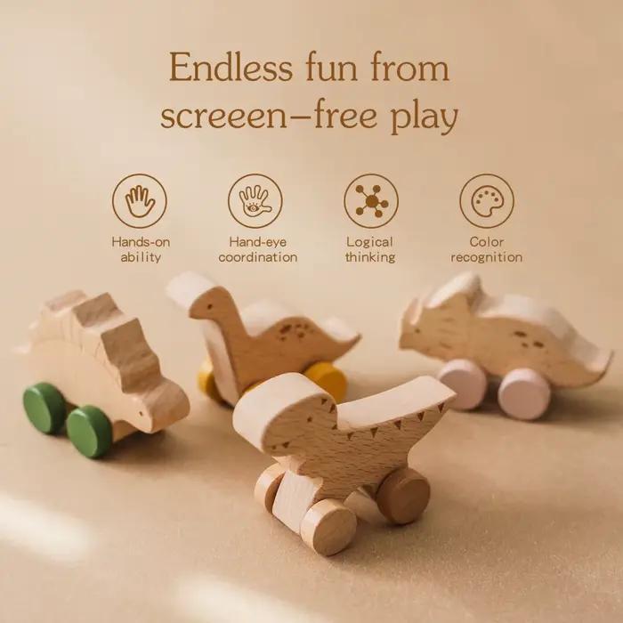 Jouet de dentition en bois Montessori forme voiture dinosaure pour bébés et tout-petits occasion spéciale cadeau d'anniversaire fête de fin d'année pour enfants occasions quotidiennes éducation Montessori