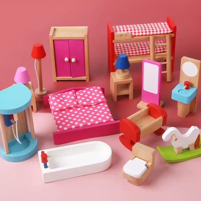 Jouets en bois mini meubles ensemble de maison pour enfants 3-12 ans jeux de rôle occasionnels spéciaux
