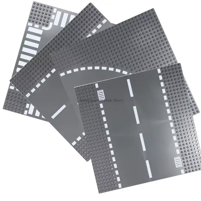 Lot de 4 Plaques de Base pour Scènes Urbaines, Plaques de Base Classiques pour Blocs de Construction, Accessoires MOC DIY pour Scènes de Ville