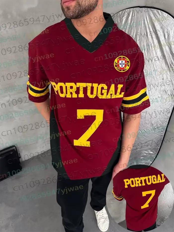 Maillot de football à drapeau portugais 2026, T-shirt respirant à manches courtes pour entraînement sportif en extérieur, pour fans de football, été, femmes et hommes, t-shirts de plage