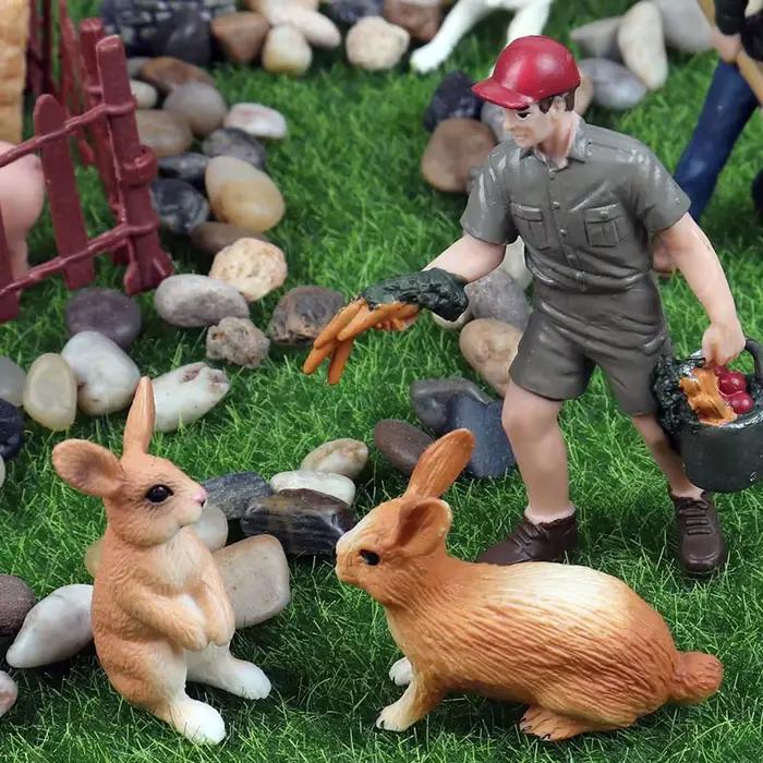 Oenux nouveau modèle de personnes fermières Simulation personnel de ferme mangeoire figurines d'action cochon animaux Figurine Miniature beaux jouets pour les enfants