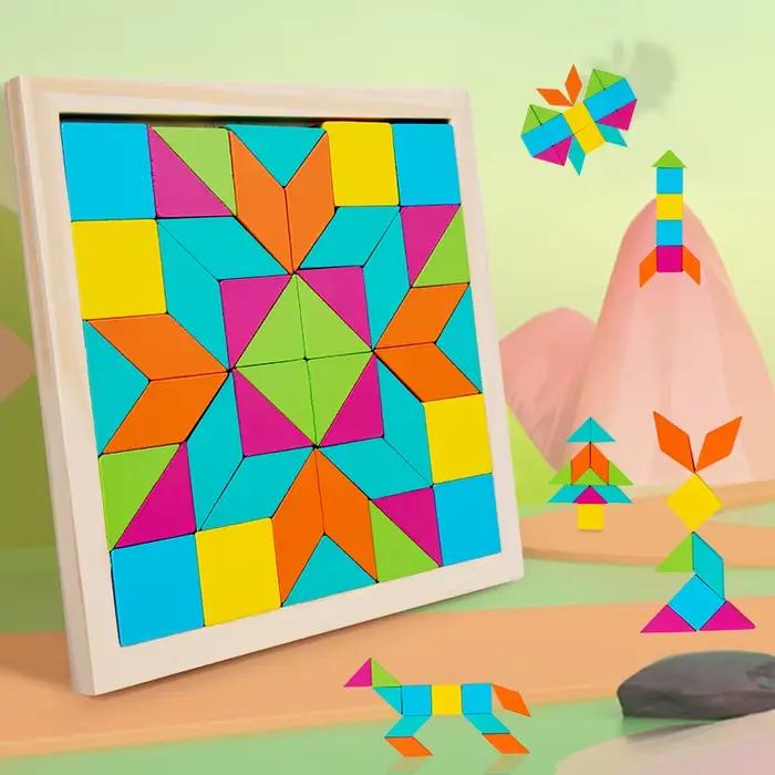 Puzzle en bois de formes géométriques pour tout-petits