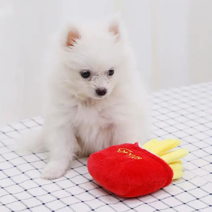 Jouet en peluche amusant pour chien, frites, hamburger, couinement coule, morsure à mâcher, fournitures pour animaux de compagnie PupMED