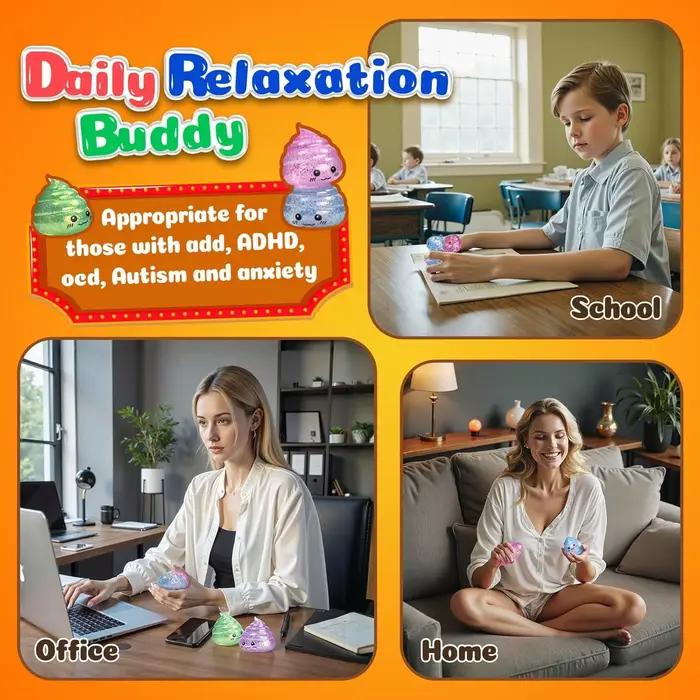 Nouveauté Squishy caca Stress balle Squishies jouets paillettes drôle Stretch presser Fidget
