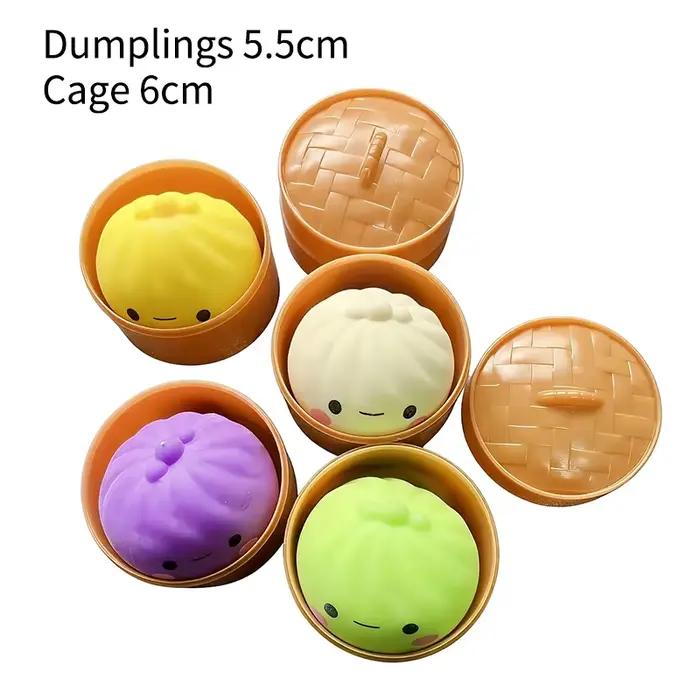 Boule anti-stress multicolore en forme de pain vapeur Smiley Bun
