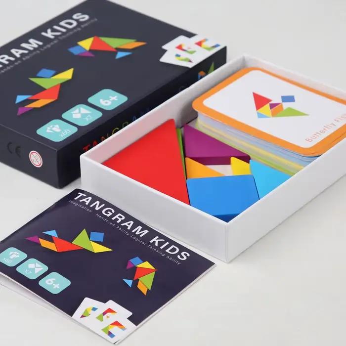 Puzzle Tangram en bois, jeux de société pour enfants, jouets éducatifs Montessori, outils pédagogiques de forme géométrique pour la maternelle
