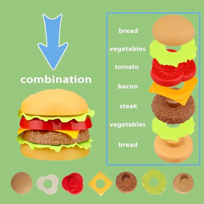 Jouets de cuisine de simulation pour enfants Hamburger Hot-Dog Frites Jeu d'imitation éducatif Cuisine miniature pour occassions spéciales