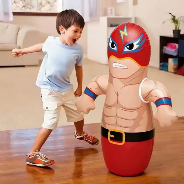 Sac de frappe gonflable sur pied, jouet de boxe pour enfants, jeu de combat gonflable pour garçons et filles