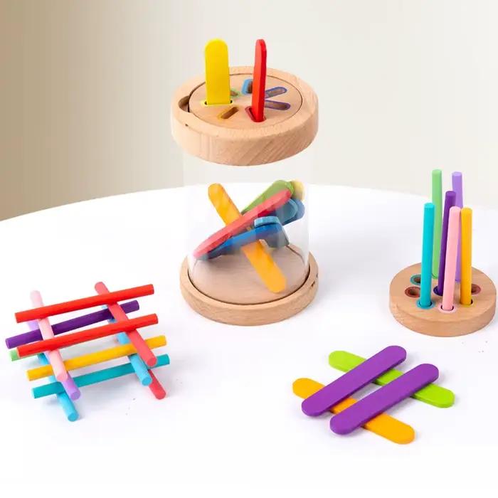 Jouets Montessori de tri de couleurs en bois, jouet éducatif pour l'éveil, développement de la motricité fine et sensorielle, jeux d'association, jouets d'éveil sensoriel