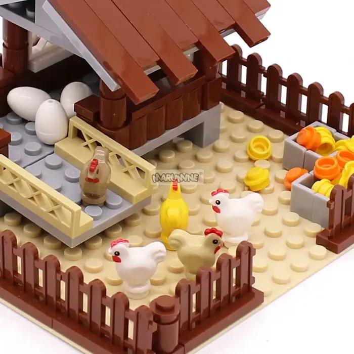 Marumine Farm Chicken Building Blocks Classic Construction MOC Bricks Set Assembling House DIY Model Kit Compatible with 95342pb
