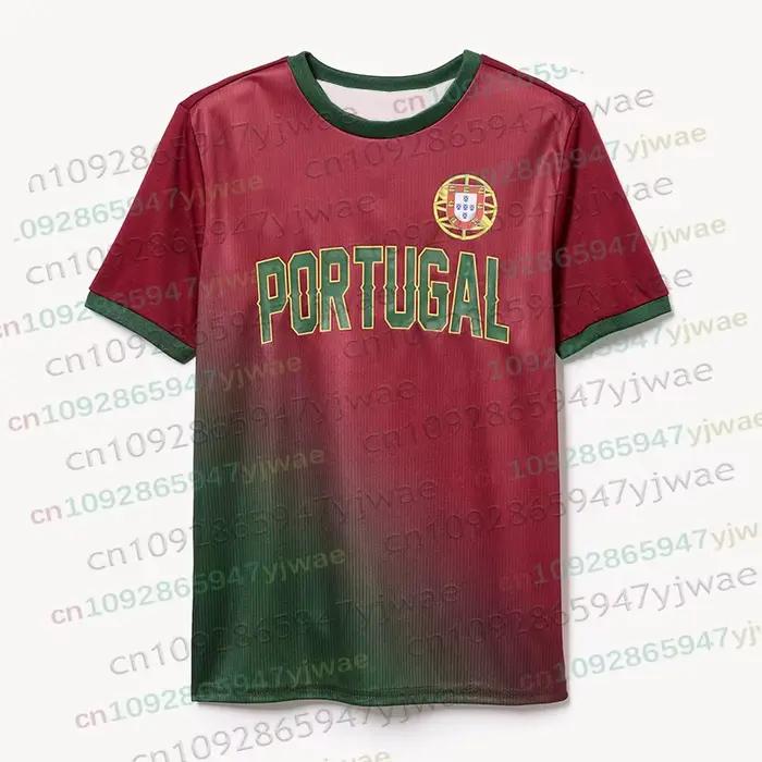 Maillot de football à drapeau portugais 2026, T-shirt respirant à manches courtes pour entraînement sportif en extérieur, pour fans de football, été, femmes et hommes, t-shirts de plage