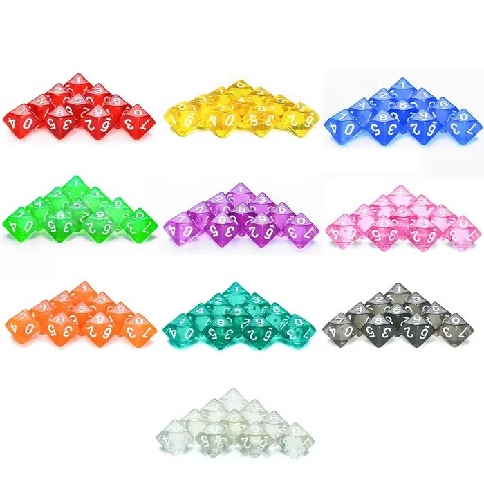 Jeu de société D10 dés 10 pièces numérique 0-9 dés polyédriques pour jeu de rôle de Table DND COC
