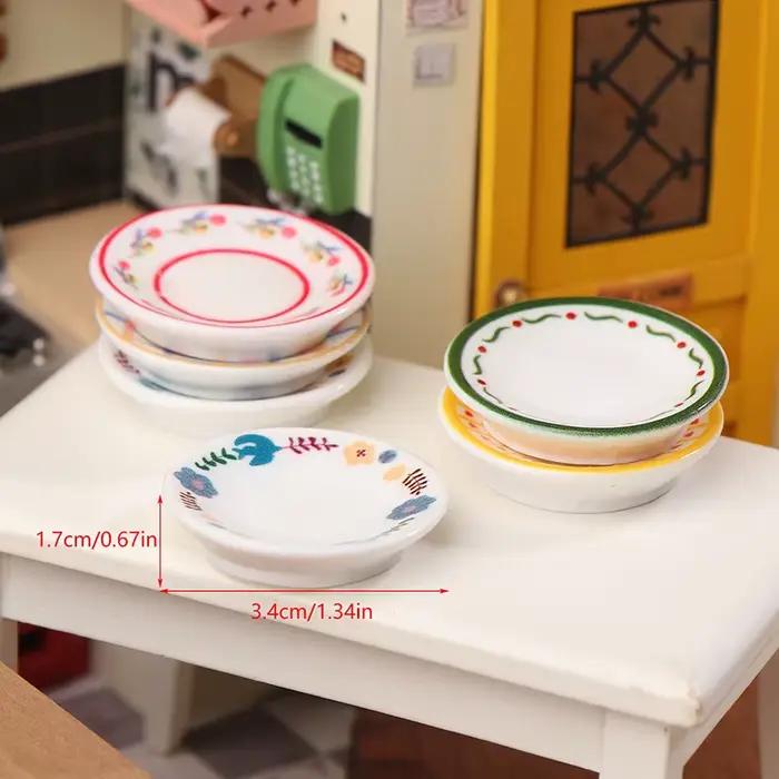 5 pièces 1/12 Mini assiettes plats modèle Simulation cuisine décoration maison de poupée poupées
