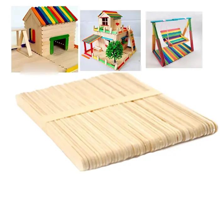 Bâtonnets de sucettes glacées 50 pièces, bâtonnets en bois pour artisanat, bâtonnets de crème glacée, bâtonnets de glaces, outils naturels pour gâteaux, bricolage, travaux manuels pour enfants, artisa