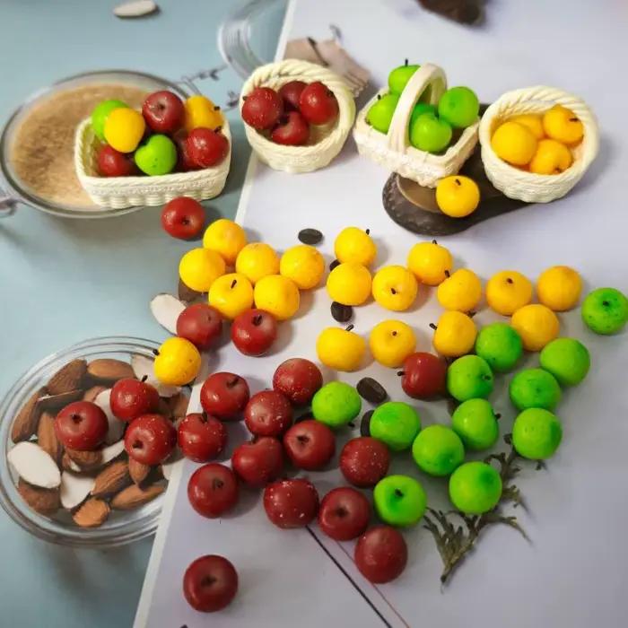 Accessoires miniatures pour maison de poupée Apple 112 : Ensemble de fruits réalistes pour décorer une scène de cuisine DIY ou une salle de jeux