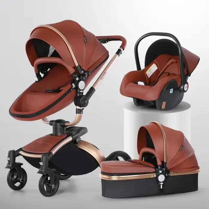 Poussette bébé 3 en 1, landau bidirectionnel de paysage haut