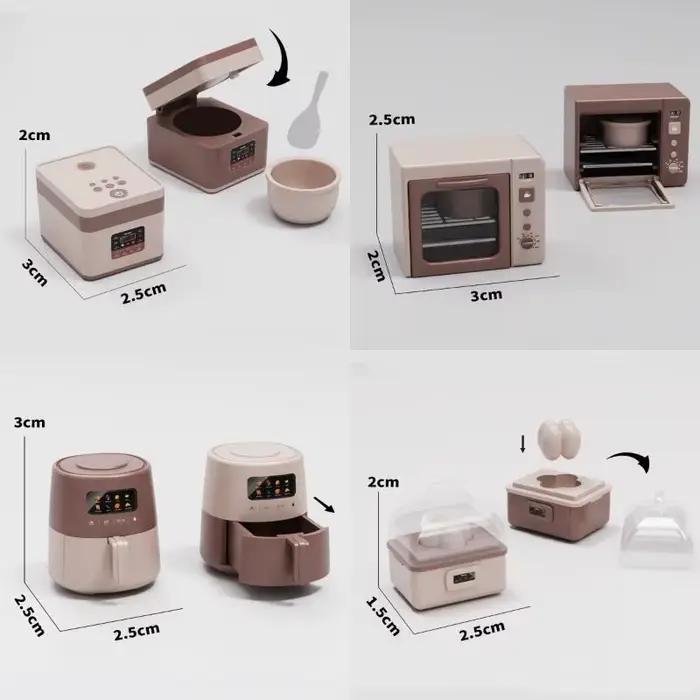 1 pièce Réplique réaliste de four à micro-ondes, cuiseur à riz et bouilloire à œufs, jouet de maison de poupée 1:12, meubles et appareils électroménagers de cuisine