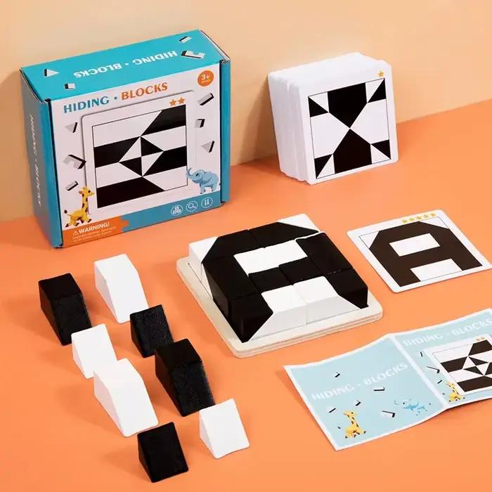 Bricolage en bois cacher Puzzle jouets Montessori pensée logique formation blocs cachés jeux de société