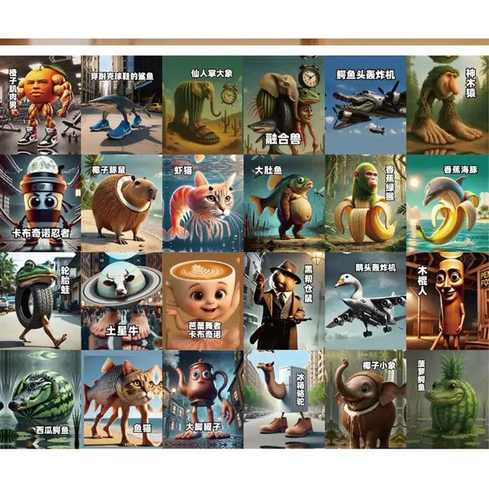 Brainrot italien devinez qui je suis jeu de cartes de Puzzle Tung