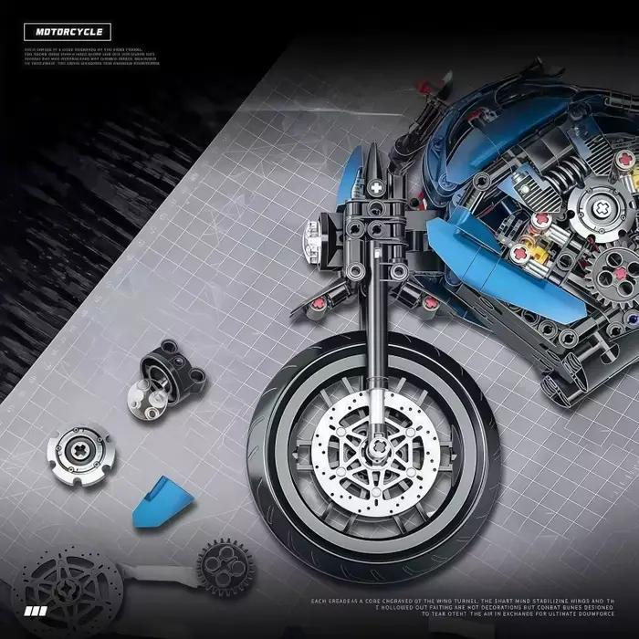 Briques de construction pour moto à moteur V-Twin | Chaîne de transmission réaliste | Jouet d'ingénierie STEM pour les